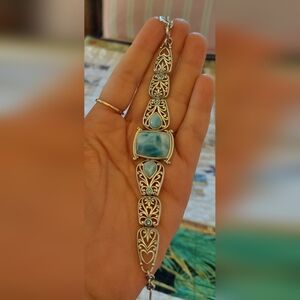 925 sterling silver bracelet,  larimar and aquamarine